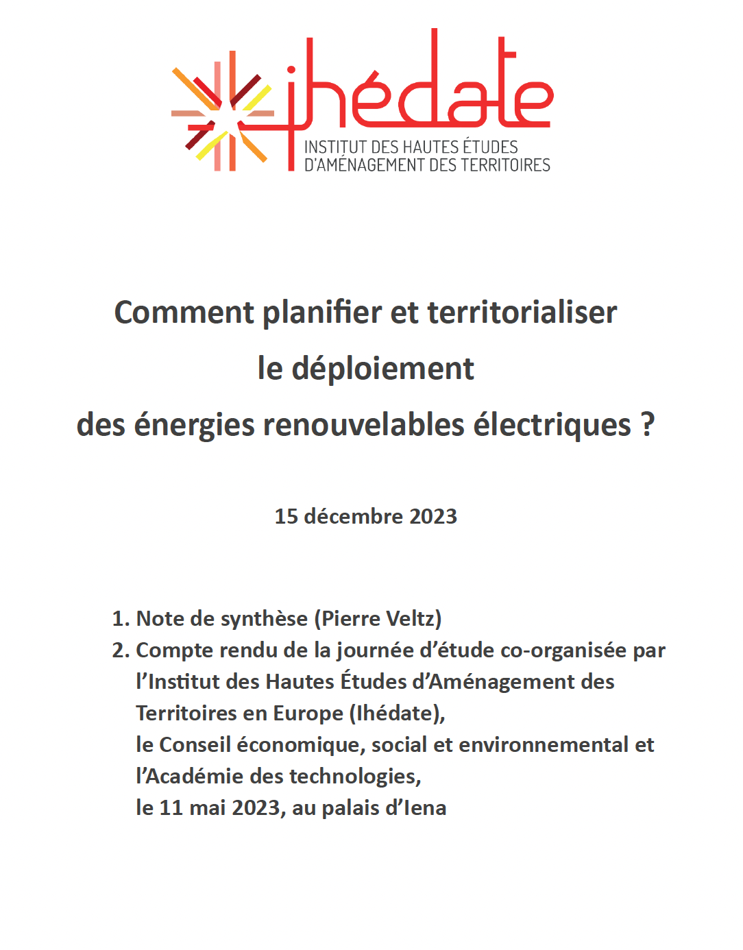 Ihédate - Compte-rendu de la journée ENR du 11 mai 2023